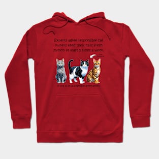 Experts agree responsible cat owners feed their cats fresh salmon at least 5 times a week - funny watercolour cat design Hoodie